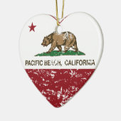 californië vlaggen strandhart stille oceaan in noo keramisch ornament (Links)