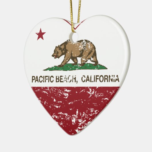 californië vlaggen strandhart stille oceaan in noo keramisch ornament (Links)