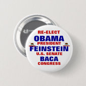 Californië voor Obama Feinstein Baca Ronde Button 5,7 Cm (Voorkant /achterkant)