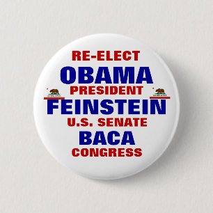 Californië voor Obama Feinstein Baca Ronde Button 5,7 Cm