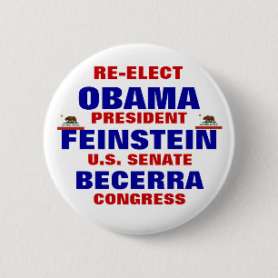 Californië voor Obama Feinstein Becerra Ronde Button 5,7 Cm
