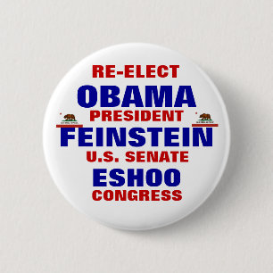 Californië voor Obama Feinstein Eshoo Ronde Button 5,7 Cm