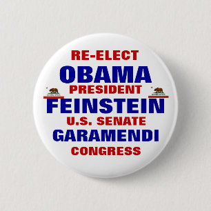 Californië voor Obama Feinstein Garameni Ronde Button 5,7 Cm