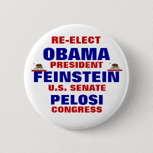 Californië voor Obama Feinstein Pelosi Ronde Button 5,7 Cm