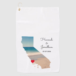 Californië Vorm Trouwfoto Golfhanddoek