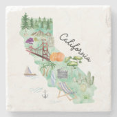 Californië Waterverf State Map Art Stenen Onderzetter (Voorkant)