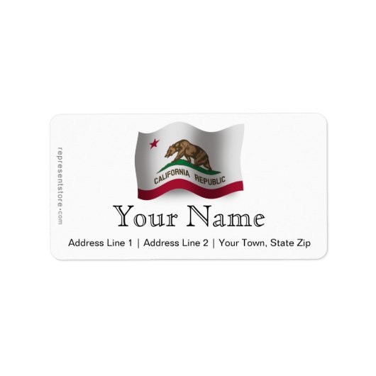 Californië Waving Flag Etiket (Voorkant)