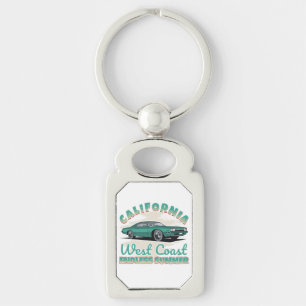 Californië Westkust Vintage Auto Metaal Sleutelhanger