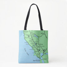 Californië Wijnlandkaart Tote