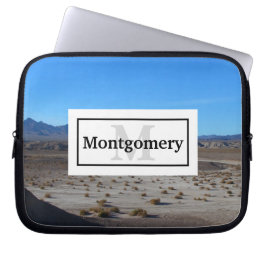 Californië woestijnlandschap met naam en monogram laptop sleeve