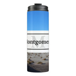 Californië woestijnlandschap met naam en monogram thermosbeker