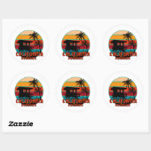 Californië Zomer Strand Badmeester Tower Square St Ronde Sticker (Vel)