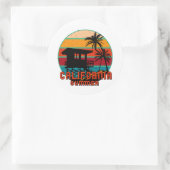 Californië Zomer Strand Badmeester Tower Square St Ronde Sticker (Tas)