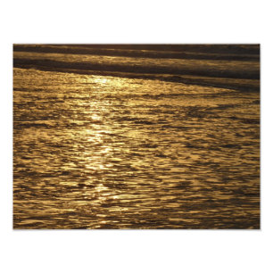 Californië Zonsondergang Golven Oceaan Zeegezicht Foto Afdruk