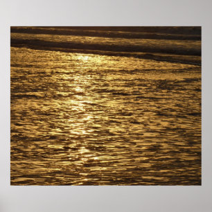 Californië Zonsondergang Golven Oceaan Zeelandscha Poster