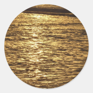 Californië Zonsondergang Golven Oceaan Zeezicht Ronde Sticker