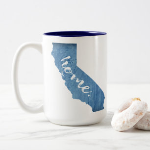 Californisch huis met houtnerf tweekleurige koffiemok