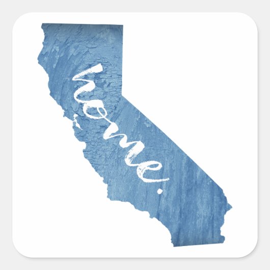 Californisch huis met houtnerf vierkante sticker (Voorkant)