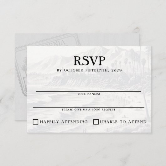 Californisch paspoort RSVP kaartje (Voorkant / Achterkant)