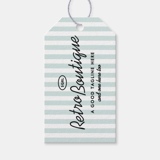Californisch Resort Gestreepte Boutique Rechthoeki Cadeaulabel (Voorkant)