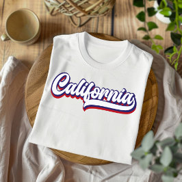 Californisch rood wit & blauw  script T-shirt