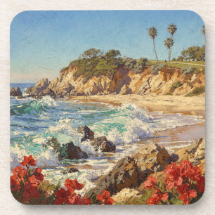 Californisch Strand Impressionistische Kustkunst Bier Onderzetter