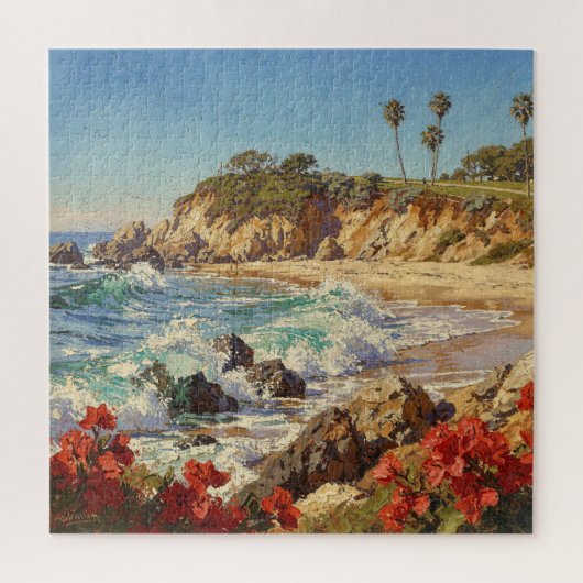 Californisch Strand | Impressionistische Kustkunst Legpuzzel (Verticaal)