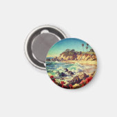 Californisch Strand | Impressionistische Kustkunst Magneet (Voorkant / Achterkant)