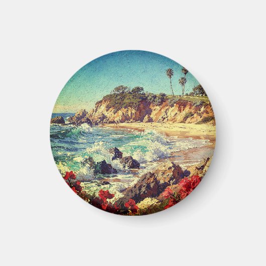 Californisch Strand | Impressionistische Kustkunst Magneet (Voorkant)