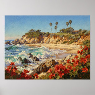 Californisch Strand Impressionistische Kustkunst Poster