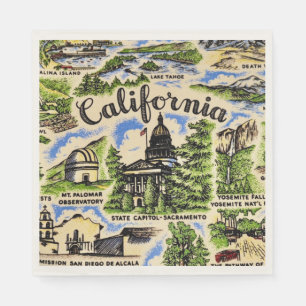 Californische attracties op papier servet