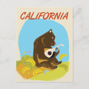 Californische Beer  cartoon reisposter Briefkaart