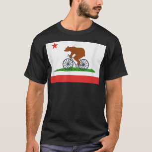 Californische beer op een fiets Californische vl T-shirt