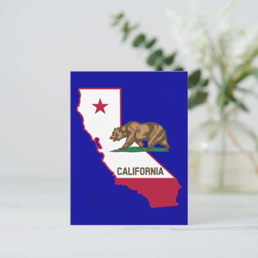 Californische contour en vlag briefkaart (Staand voorkant)