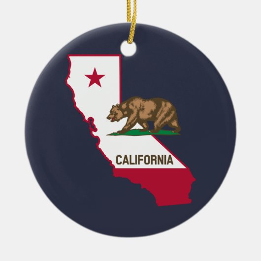 Californische contouren en vlag keramisch ornament (Voorkant)