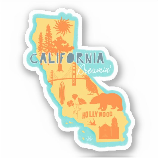 Californische drommels geïllustreerde sticker (Voorkant)