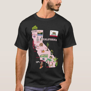 Californische kaart Amerikaanse toeristenattractie T-shirt