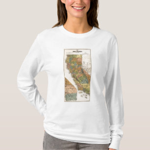 Californische kaart met townships en spoorwegen t-shirt