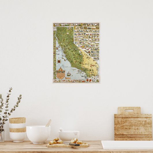 Californische  kaart poster (Keuken)