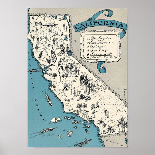  Californische kaart Poster (Voorkant)