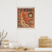 Californische kaart tijdens de Spaanse Mexicaanse  Poster (Keuken)