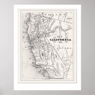 Californische kaart uit 1876 poster