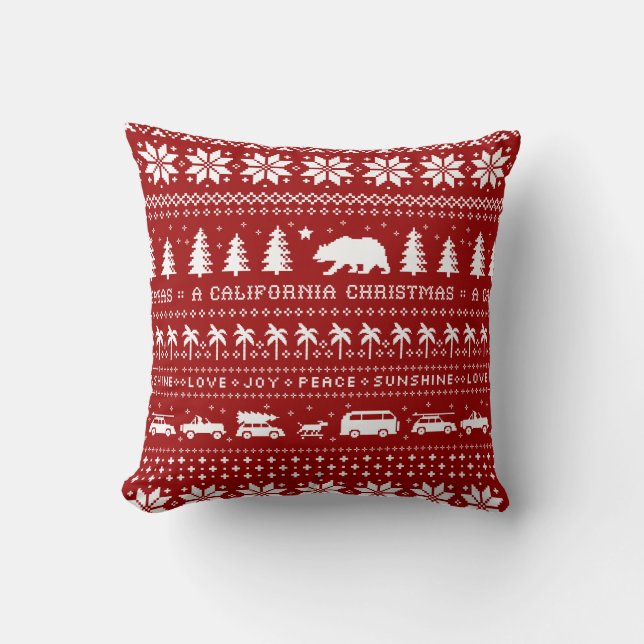 Californische Kerstmis | Coole Holiday Pattern Kussen (Voorkant)