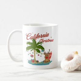 Californische kerstpalmboom en rendieren koffiemok