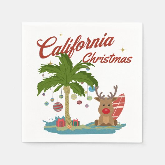 Californische kerstpalmboom en rendieren servet (Voorkant)