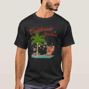 Californische kerstpalmboom en rendieren t-shirt