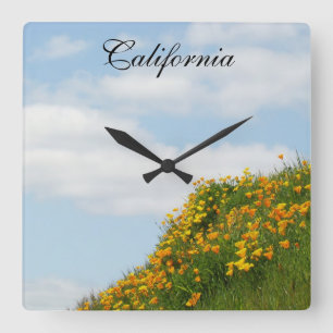 Californische klok cadeaus Blauwe Lucht bloemenwei