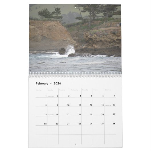 Californische kust kalender (Feb 2026)