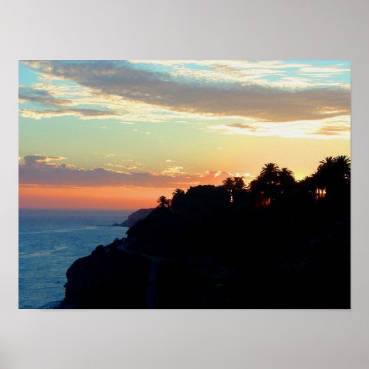 Californische kust op Sunset San Pedro Royal Palms Poster (Voorkant)