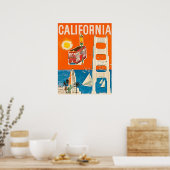 Californische kust, toeristische attracties, vinta poster (Keuken)